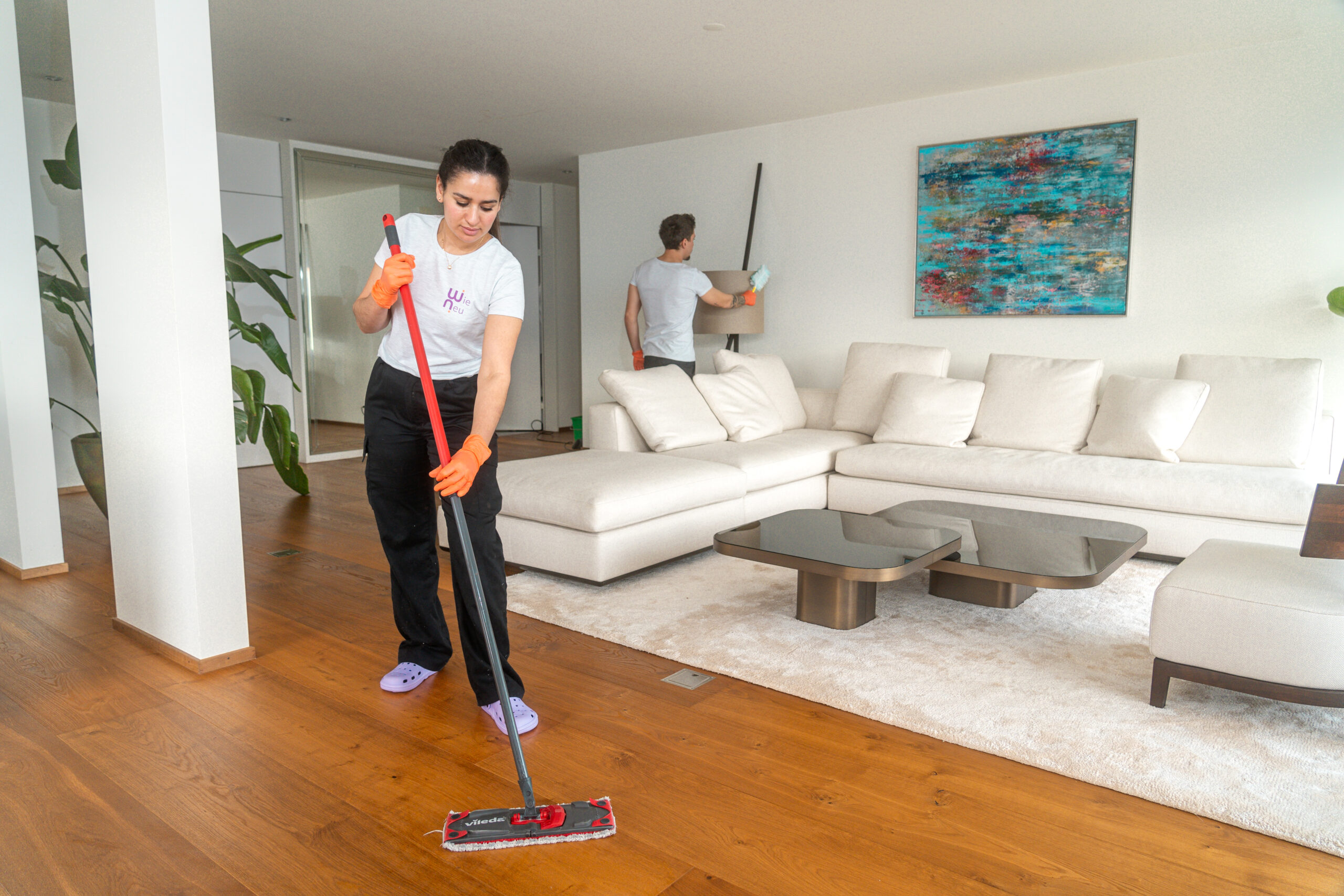 lady mopping the floor